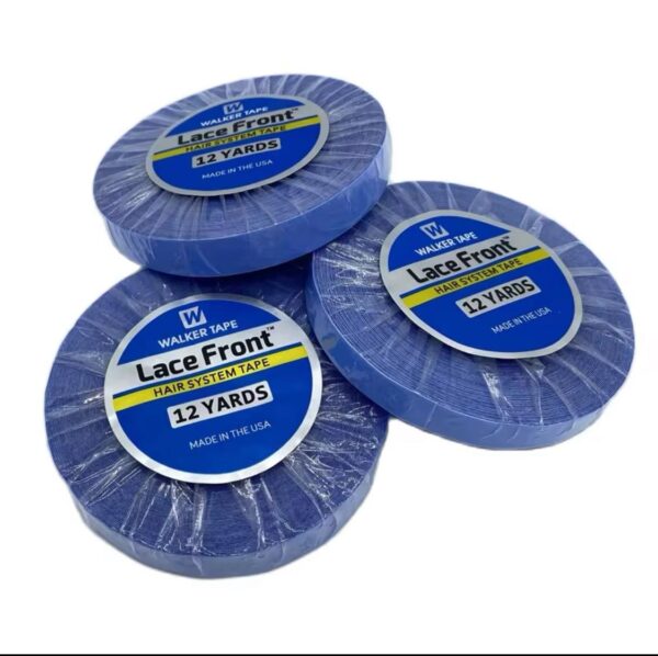 Cinta frontal de encaje azul de doble cara, cinta de extensión de cabello, todo con caja 1,27 cm de ancho, 12 yardas