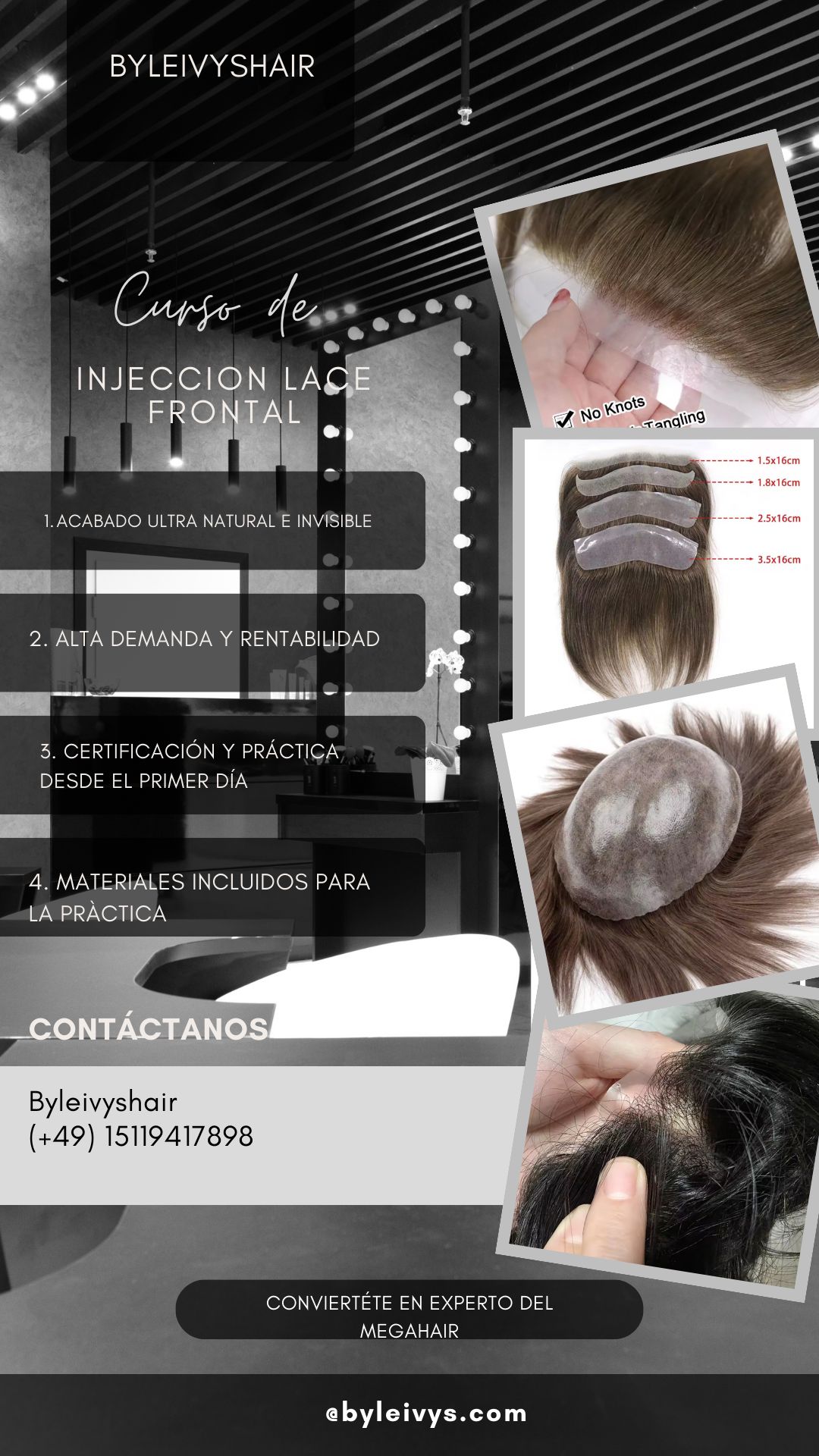 Curso injección lace frontal y tupe megahair Presencial!!!!!!!!
