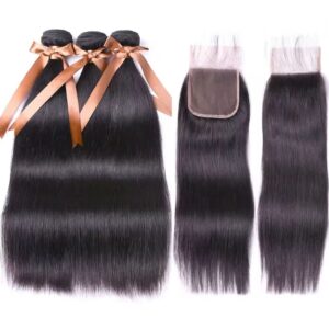 Extensiones de Cabello Lacio Natural con Lace Frontal HD 4x4 - Color Natural - 28 Pulgadas