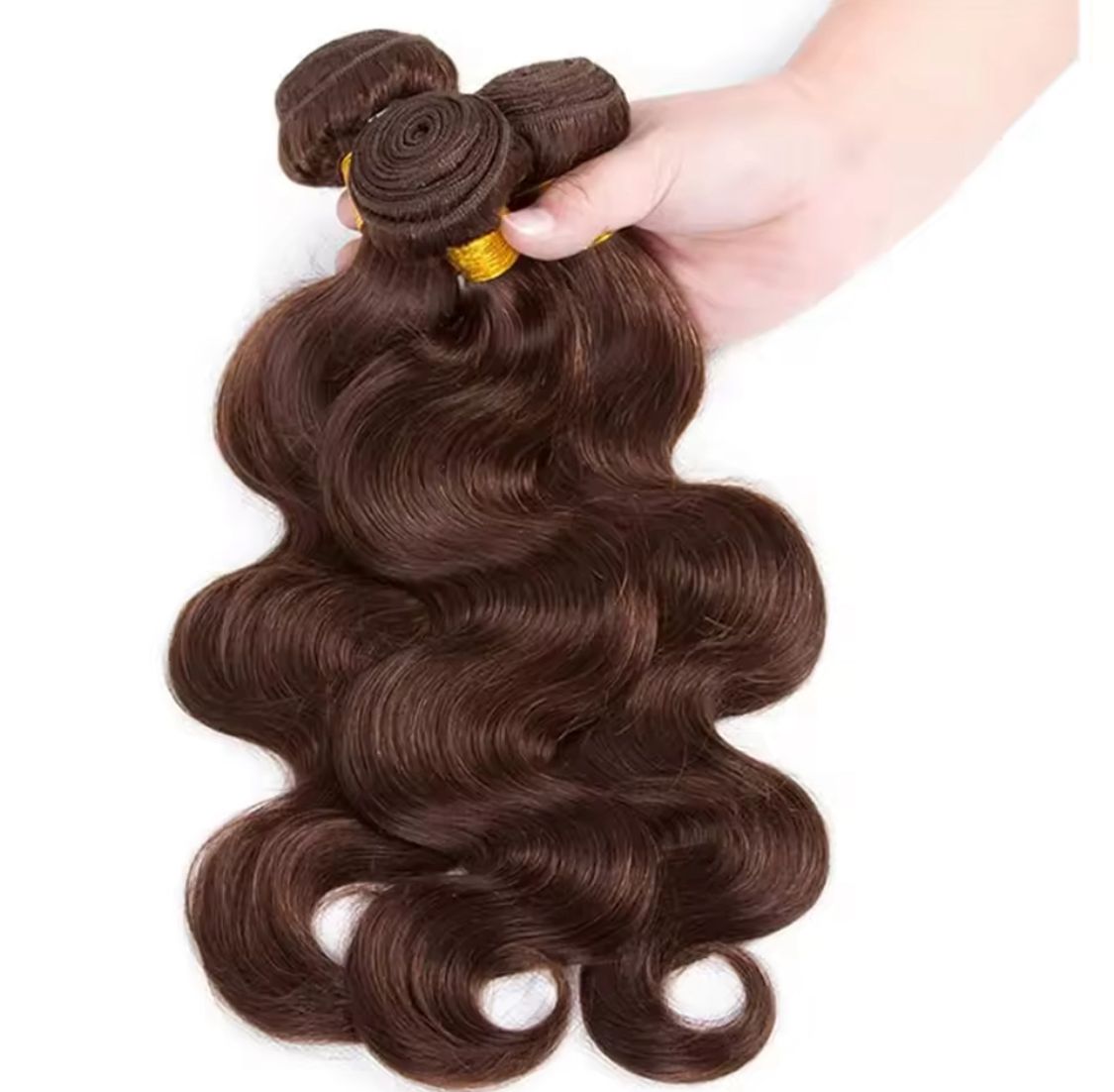 Extensiones de Cabello Ondulado Natural con Lace Frontal 13x4 - Color Marrón Chocolate - 24 Pulgadas - Imagen 4