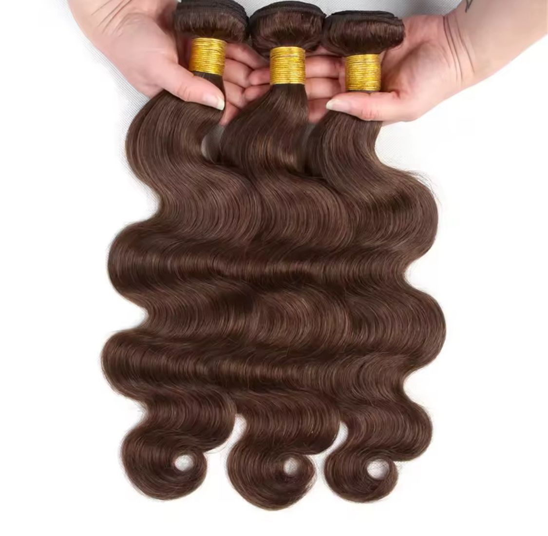Extensiones de Cabello Ondulado Natural con Lace Frontal 13x4 - Color Marrón Chocolate - 24 Pulgadas - Imagen 2