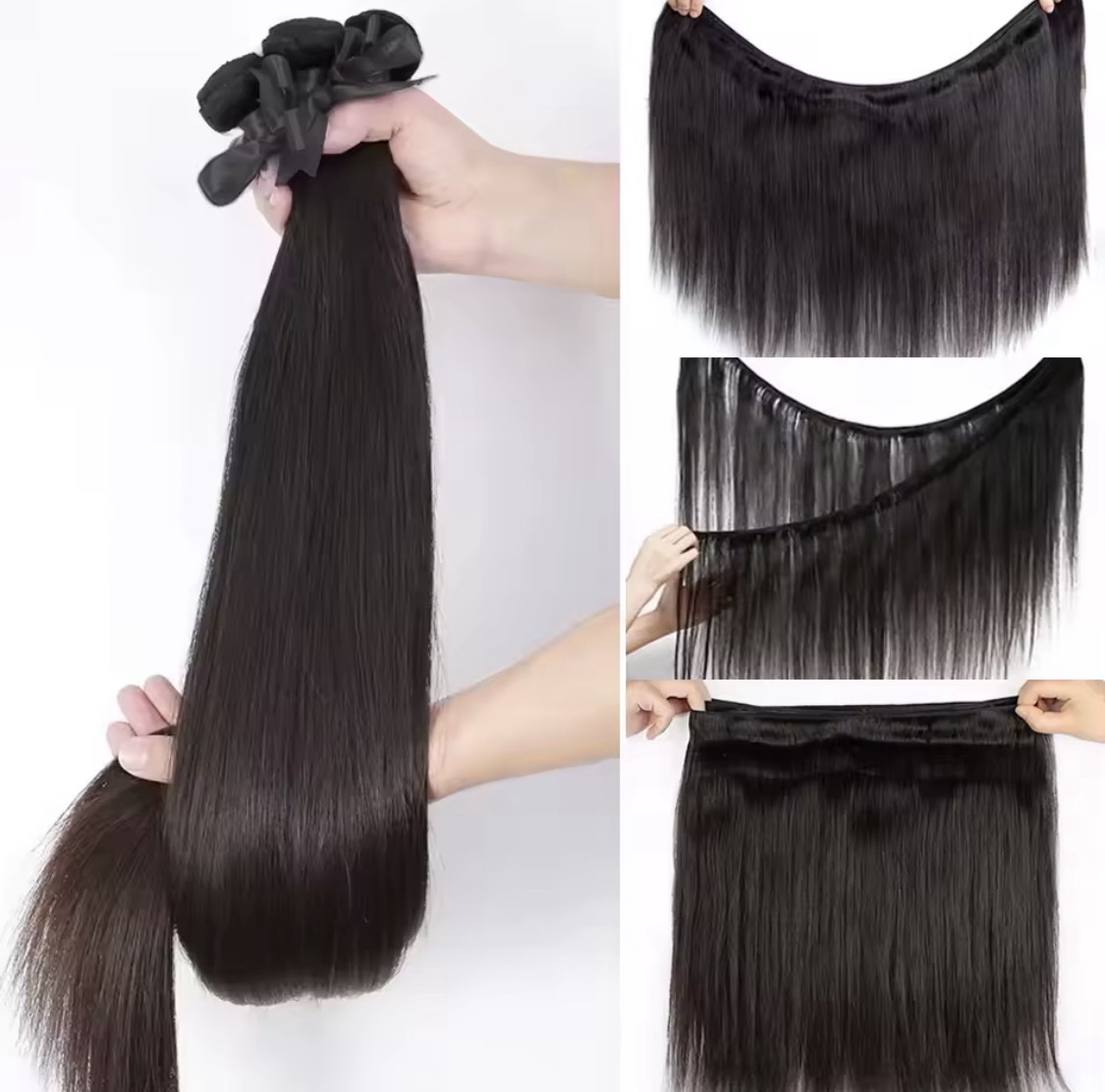 Mechones de cabello liso Yaki ligero, 3 piezas, extensiones de cabello humano liso y rizado, extensiones de cabello humano vietnamita crudo 20-30 pulgadas . - Imagen 3
