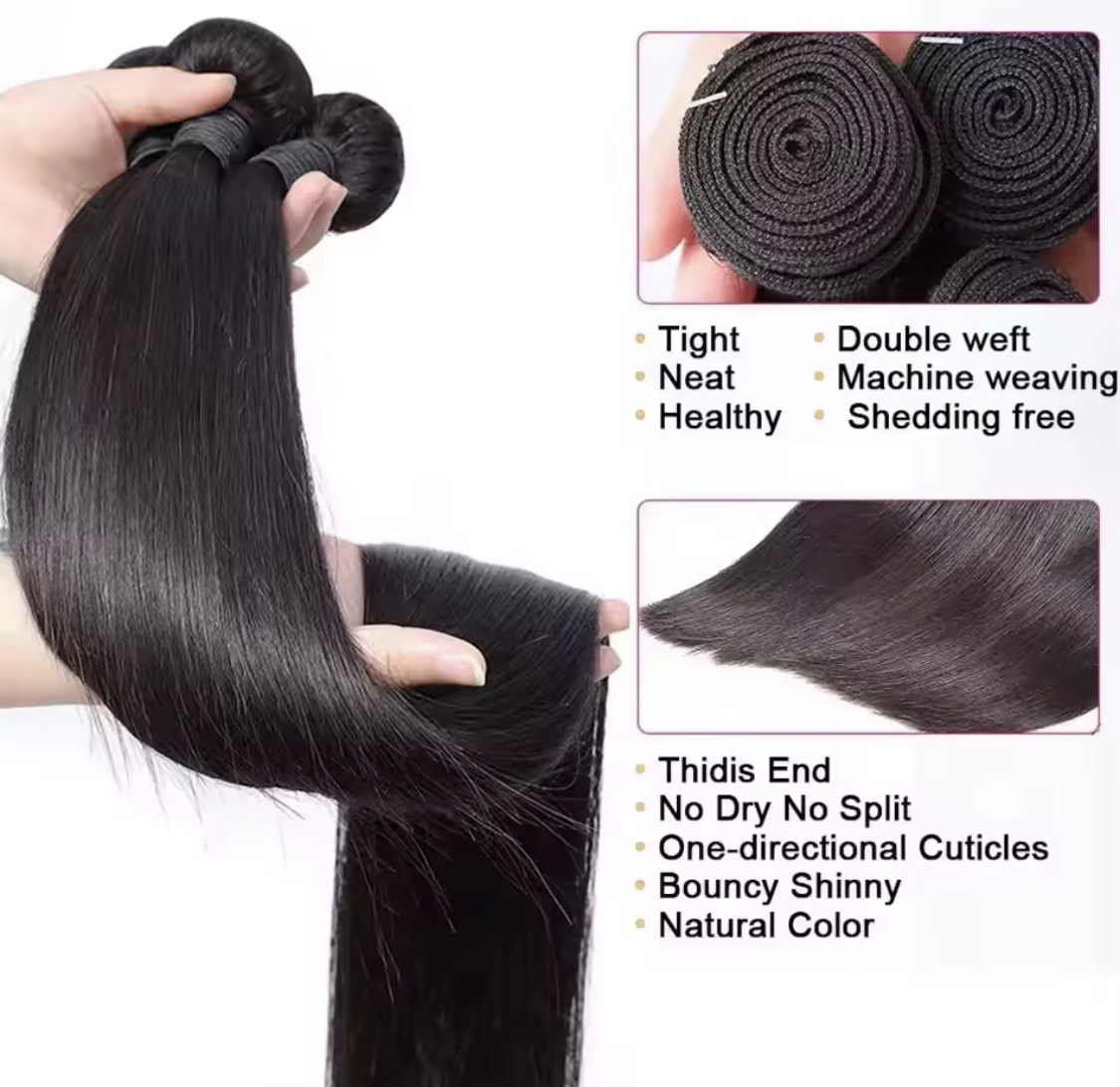 Mechones de cabello liso Yaki ligero, 3 piezas, extensiones de cabello humano liso y rizado, extensiones de cabello humano vietnamita crudo 20-30 pulgadas . - Imagen 2