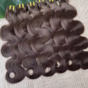 3 Paquetes de Cabello Humano Virgen Vietnamita Ondulado Marrón Oscuro con Reflejos, Suave y Sedoso para Mujeres, Extensiones de Cabello Humano