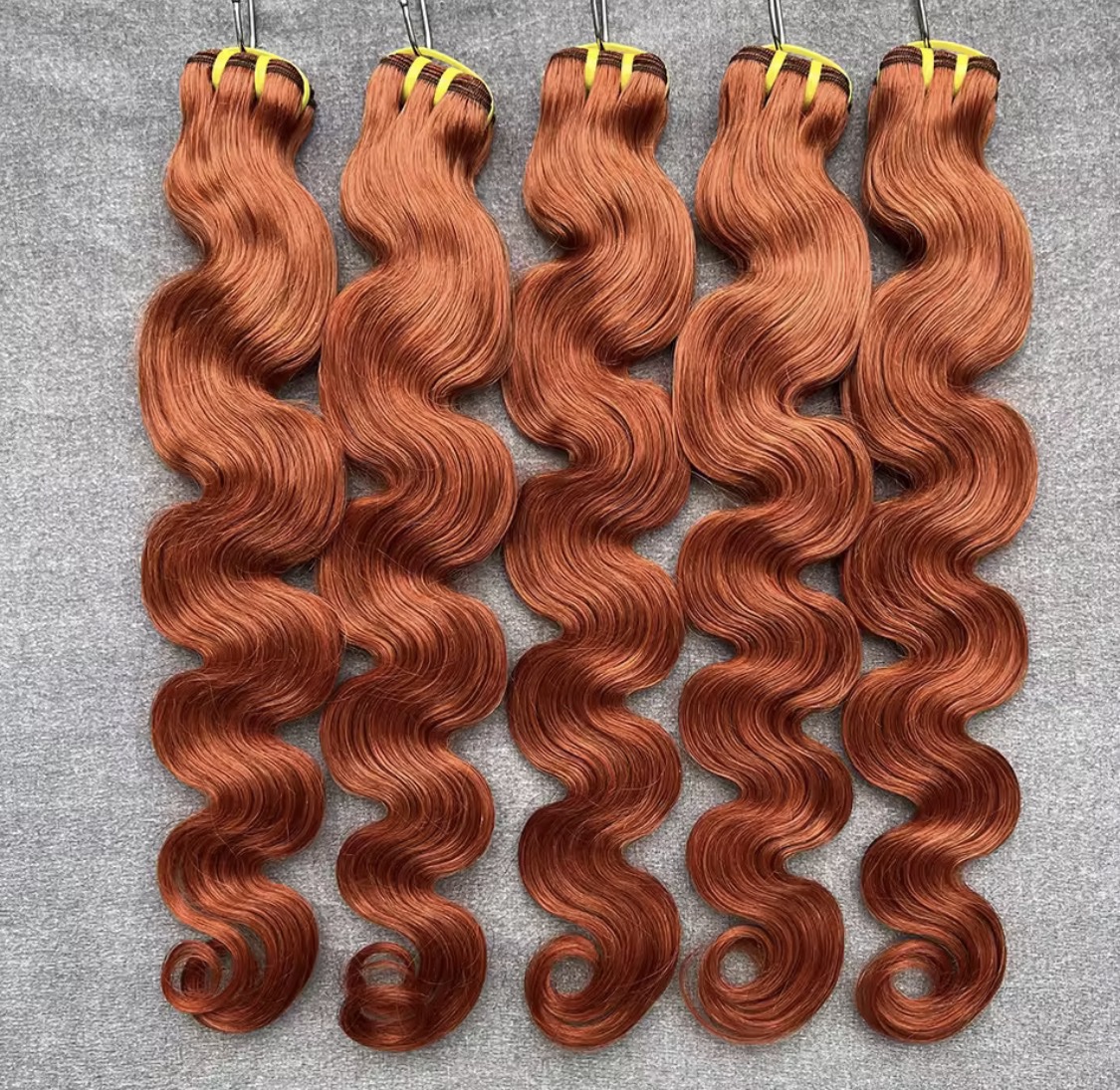 # 350 mechones de cabello humano virgen vietnamita color naranja jengibre, ondulado, 100% natural, extensiones de cabello vietnamita para mujeres, 3 paquetes - Imagen 6