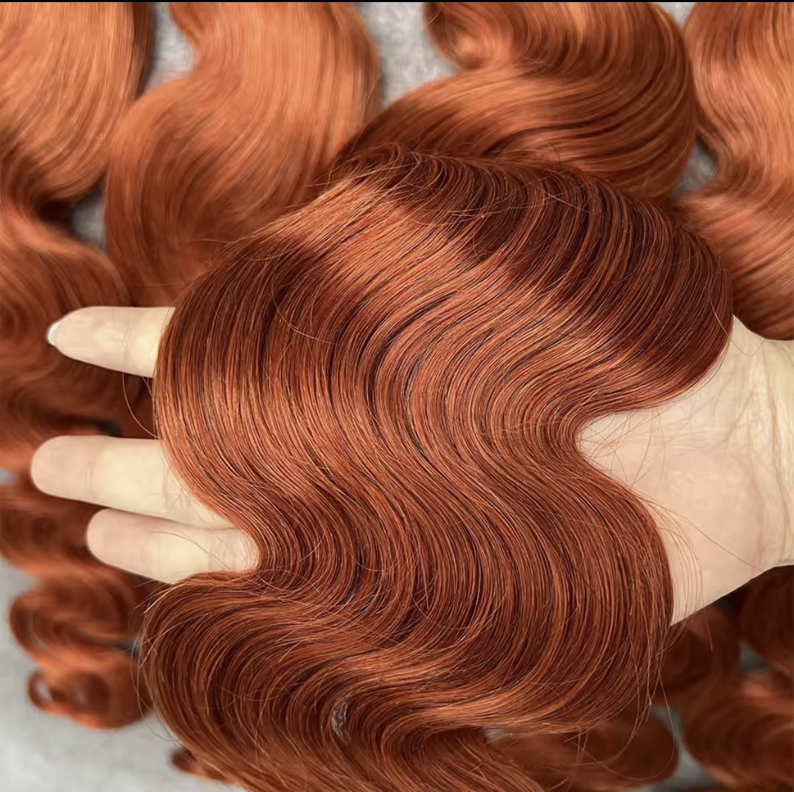 # 350 mechones de cabello humano virgen vietnamita color naranja jengibre, ondulado, 100% natural, extensiones de cabello vietnamita para mujeres, 3 paquetes - Imagen 3