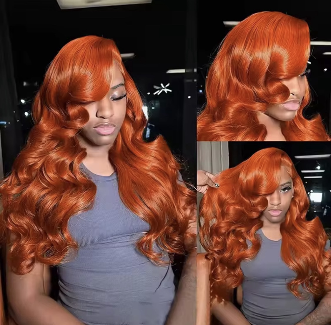 # 350 mechones de cabello humano virgen vietnamita color naranja jengibre, ondulado, 100% natural, extensiones de cabello vietnamita para mujeres, 3 paquetes - Imagen 2
