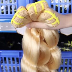 Extensiones de cabello humano vietnamita,100% crudo ondulado de color rubio 613, extensiones de cabello tejido de 20-30 pulgadas para mujeres, 3 paquetes .