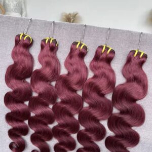 Extensiones de cabello humano vietnamita 99J, mechones de color rojo vino, extensiones de cabello humano ondulado Borgoña, cabello virgen sin procesar, mechones Borgoña, 3 paquetes .