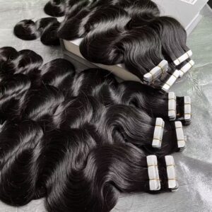 Extensiones de cabello con cinta ondulada para mujeres negras, trama de piel Invisible de PU, 100% sin procesar, tejido de cabello humano crudo , 100gr , cabello vietnamita