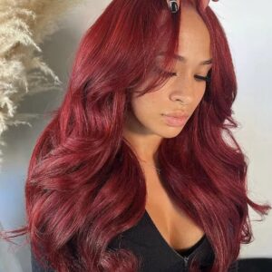 Atenea ,Peluca de Cabello Humano con Ondas Suaves 99J, Peluca Frontal de Encaje HD 13x4 Cabello Humano Remy con Ondas Rizadas y Pelo de Bebé, Aspecto Natural